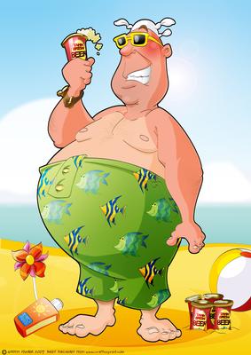 Beer and Beach Dude A4