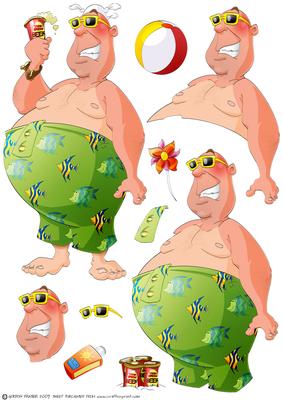 Beer and Beach Dude Decoupage Sheet