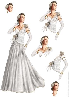 Art Deco Lady Rose (silver) Decoupage Sheet