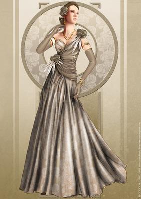 Art Deco Lady Rose (brown) A4