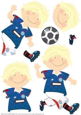 Mini Dude Footballer Blue and Red Decoupage Sheet