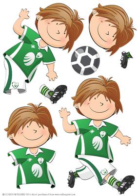 Mini Dude Footballer Ireland Strip Decoupage Sheet