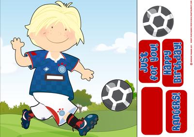 Mini Dude Footballer Blue and Red 8x8 Quick Card