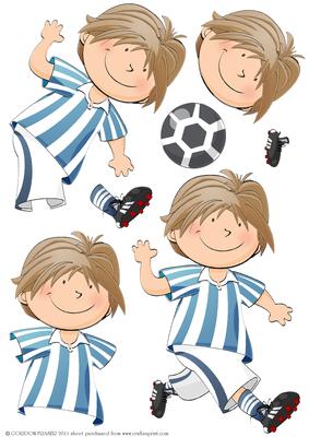 Mini Dude Footballer Blue Decoupage Sheet
