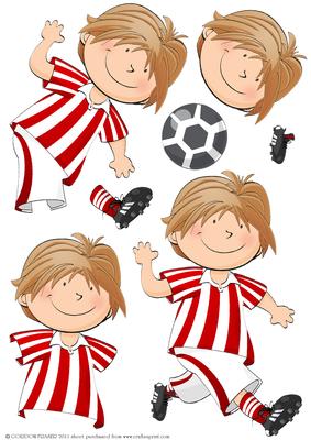 Mini Dude Footballer Red Decoupage Sheet
