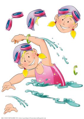 Cute Swimmer Girl Decoupage Sheet