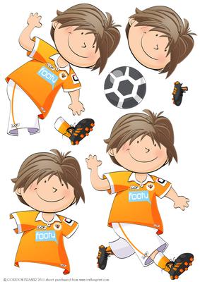 Mini Dude Footballer Orange and White Decoupage Sheet