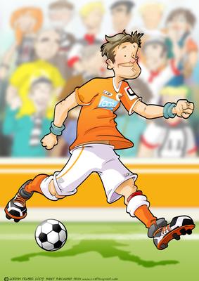 Football Dude Orange and White A4