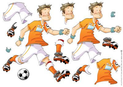Football Dude Orange and White Decoupage Sheet