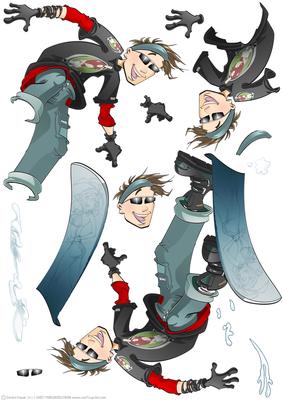Snowboard Dude Decoupage Sheet
