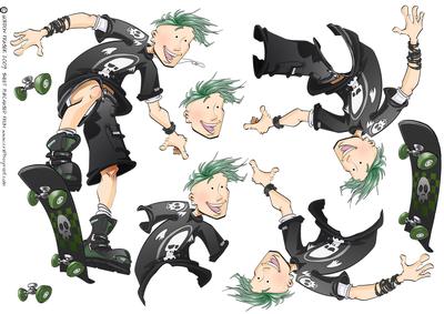 Skater Dude Green Decoupage Sheet