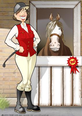 Horse Rider Lady Red A4