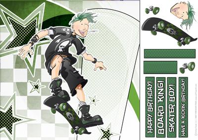 Skater Dude Green 8x8 Quick Card