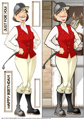 Horse Rider Lady Red Large Dl