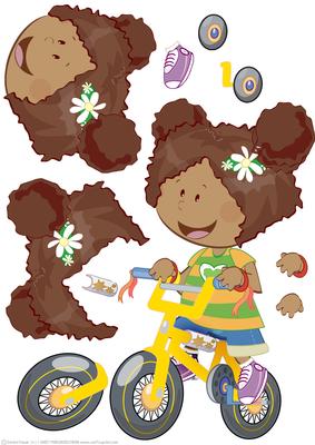 Bicycle Girl Mini Dude Decoupage Sheet