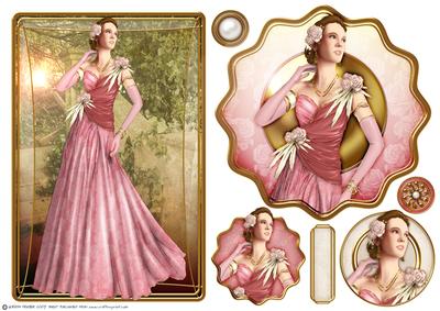 Art Deco Lady Rose (pink) Topper Sheet