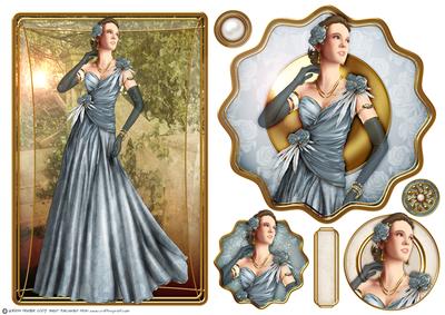 Art Deco Lady Rose (light Blue) Topper Sheet