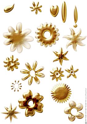Shabby Chic Flower Petal Sets (metalic Gold)