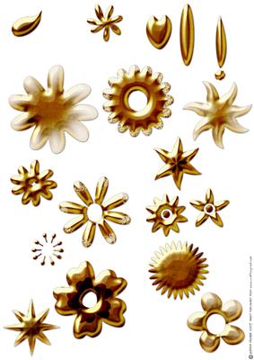 Shabby Chic Flower Petal Sets (metalic Brass)