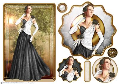 Art Deco Lady Rose (black) Topper