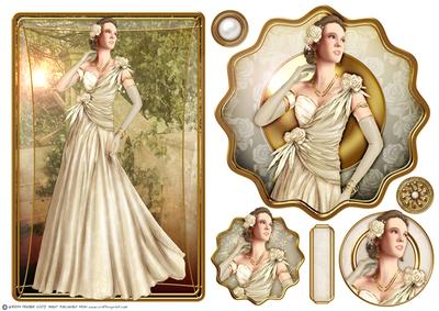 Art Deco Lady Rose (cream) Topper