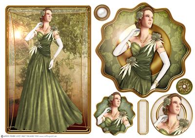 Art Deco Lady Rose (green) Topper