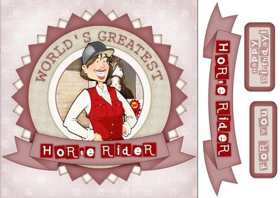 Horse Rider Red Lady Shabby Chic 8x8