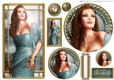 Art Deco Lady Pearl (aqua) Topper Sheet