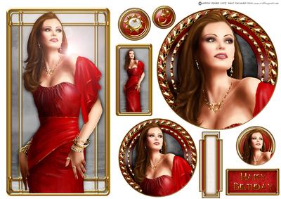 Art Deco Lady Pearl (red) Topper Sheet