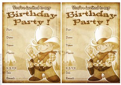 Cute Cowboy Party Invitations Vintage