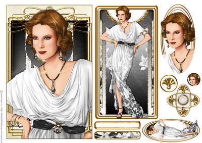 Art Deco Lady Elise White Topper