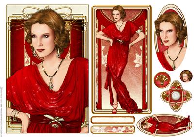 Art Deco Lady Elise Red Topper
