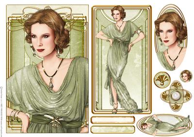 Art Deco Lady Elise Green Topper