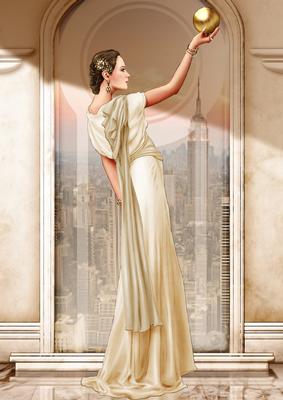Art Deco Lady Pandore Cream A4