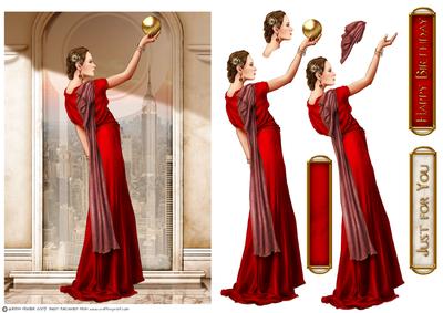 Art Deco Lady Pandore Red