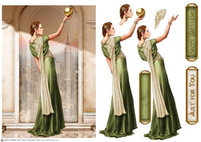 Art Deco Lady Pandore Green