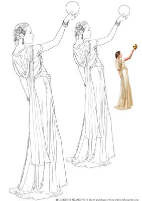 Art Deco Lady Pandore Digi Stamp