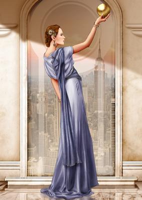 Art Deco Lady Pandore Lilac A4