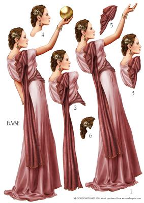 Art Deco Lady Pandore Pink Decoupage Sheet