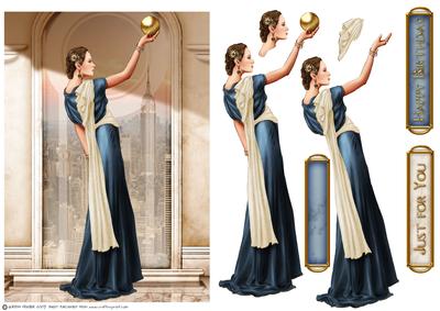 Art Deco Lady Pandore Blue