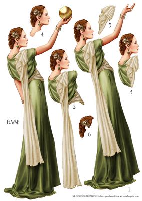 Art Deco Lady Pandore Green Decoupage Sheet