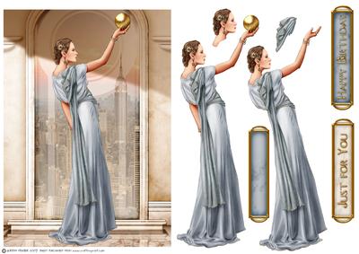 Art Deco Lady Pandore Light Blue