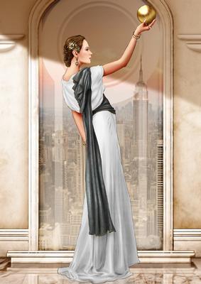 Art Deco Lady Pandore White A4