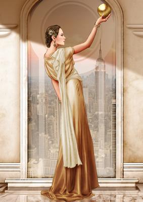 Art Deco Lady Pandore Gold A4