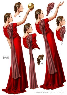 Art Deco Lady Pandore Red Decoupage Sheet