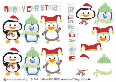 Cute Christmas Penguins.