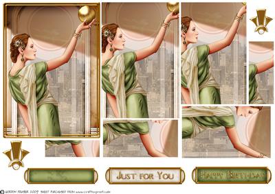 Art Deco Lady Pandore Green Pyramid