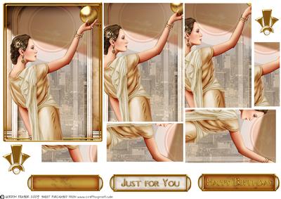 Art Deco Lady Pandore Gold Pyramid