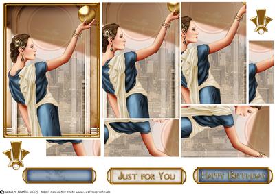 Art Deco Lady Pandore Blue Pyramid