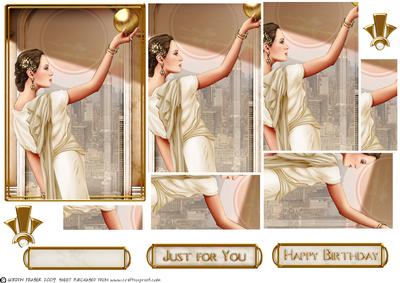 Art Deco Lady Pandore Cream Pyramid